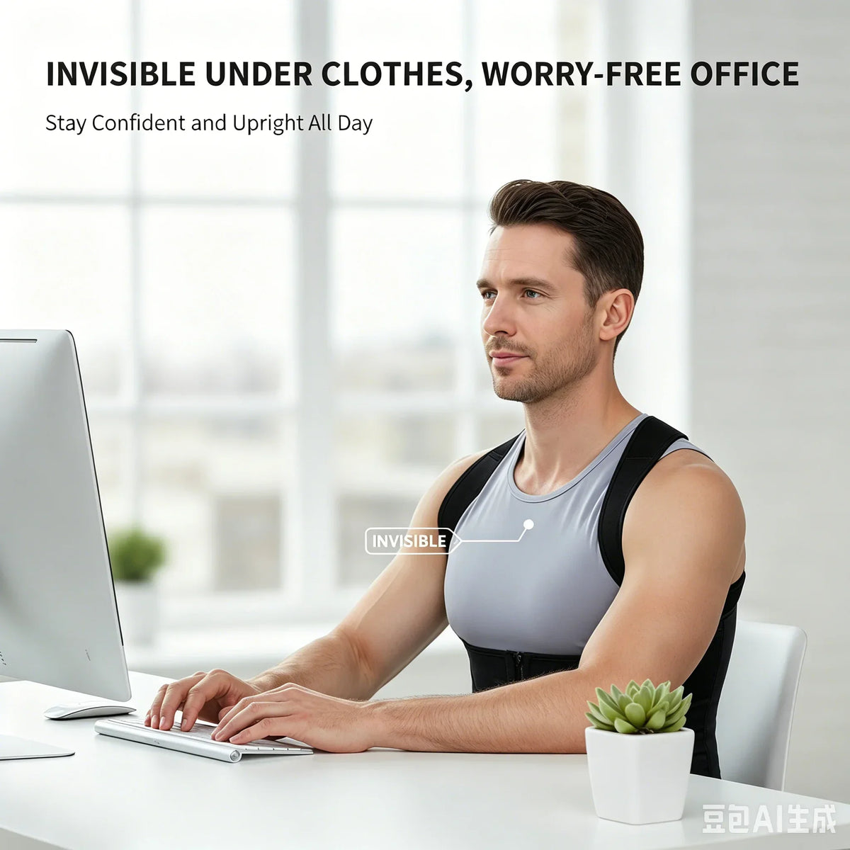 VBOSI Invisible Posture Corrector for Men Women Adjustable Breathable Back Brace Shoulder Support Straightener for Hunchback Cor