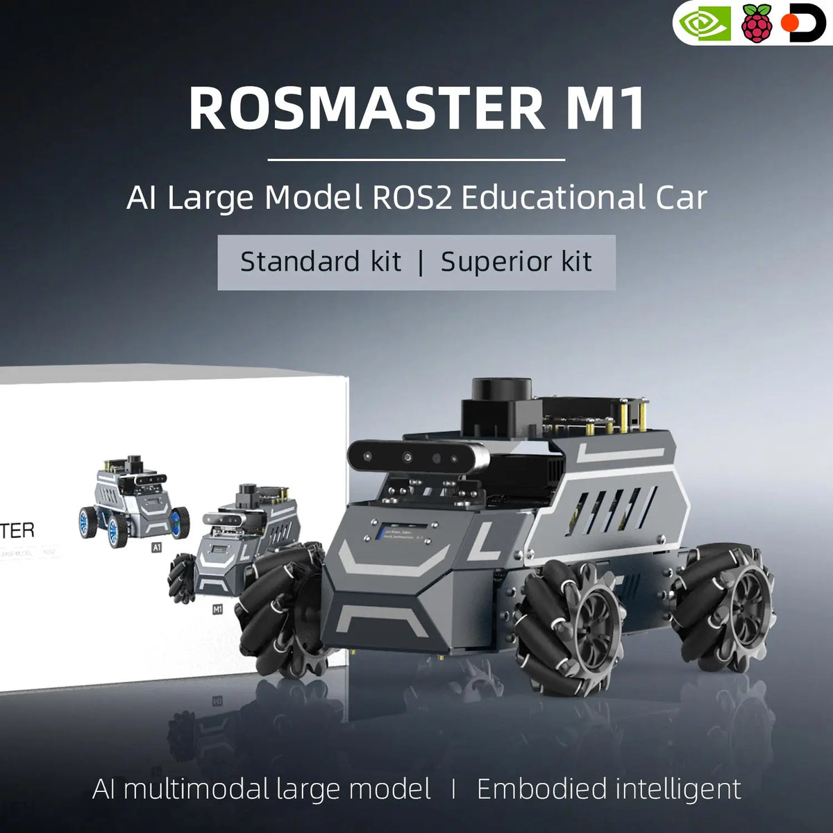 ROSMASTER M1 AI Large Model Embodied Intelligence Educational Robot Support 3D Depth Vision Jetson/Raspberry Pi/RDK X5 Control