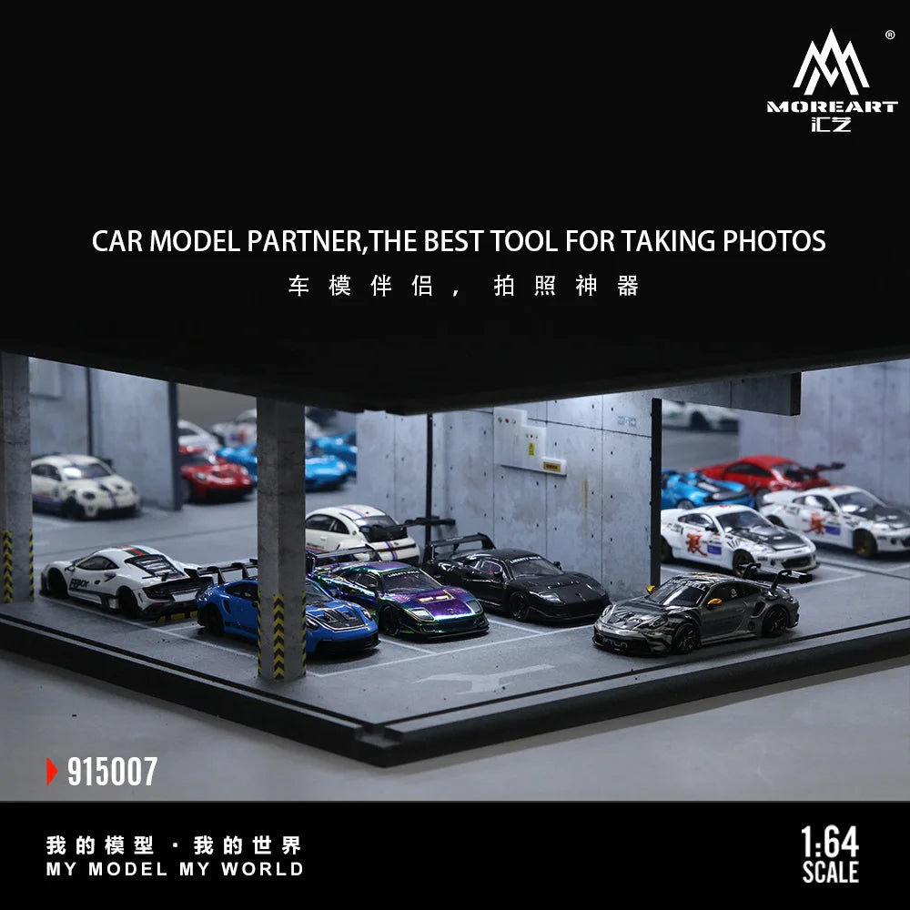 More Art 1:64 Underground Parking Garage Scene Model 07 ,Lighting Parking Lot Diorama For Display&Collection&Gift