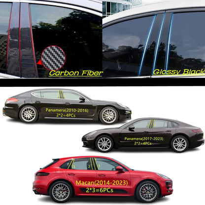 Car PC Material Pillar Post Cover Door Trim Window Molding Sticker Plate Accessories For PORSCHE Panamera 2010-2023/Macan 2014+
