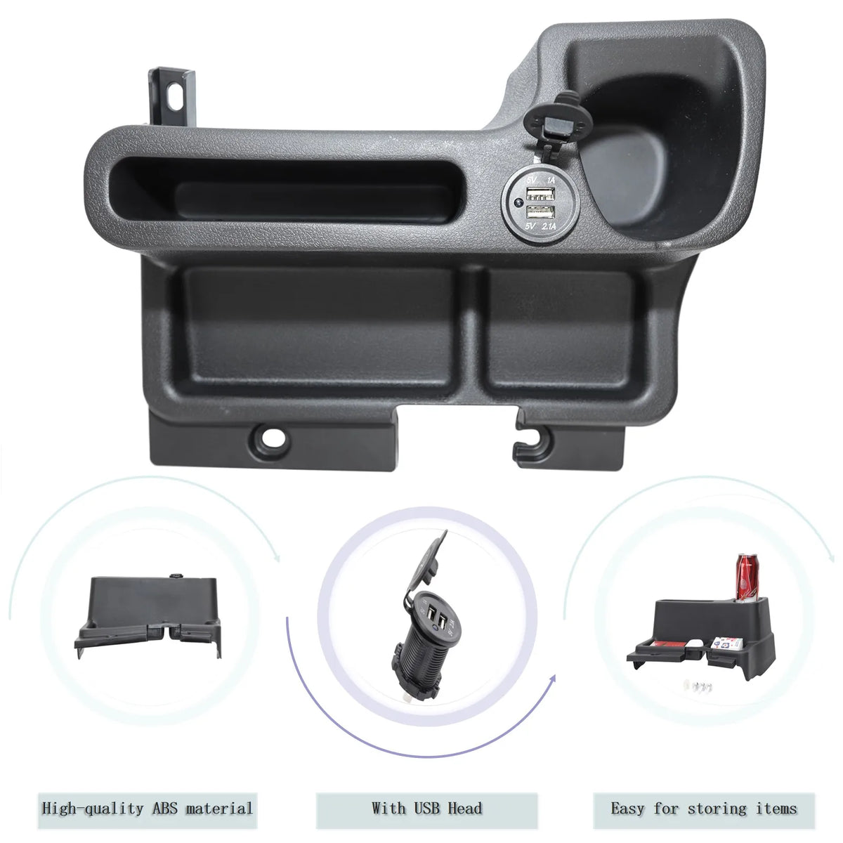 Car Center Console Storage Box Cup Holder Organizer Tray with USB for Toyota Land Cruiser LC70 71 75 76 79 2009-2020 Accessories