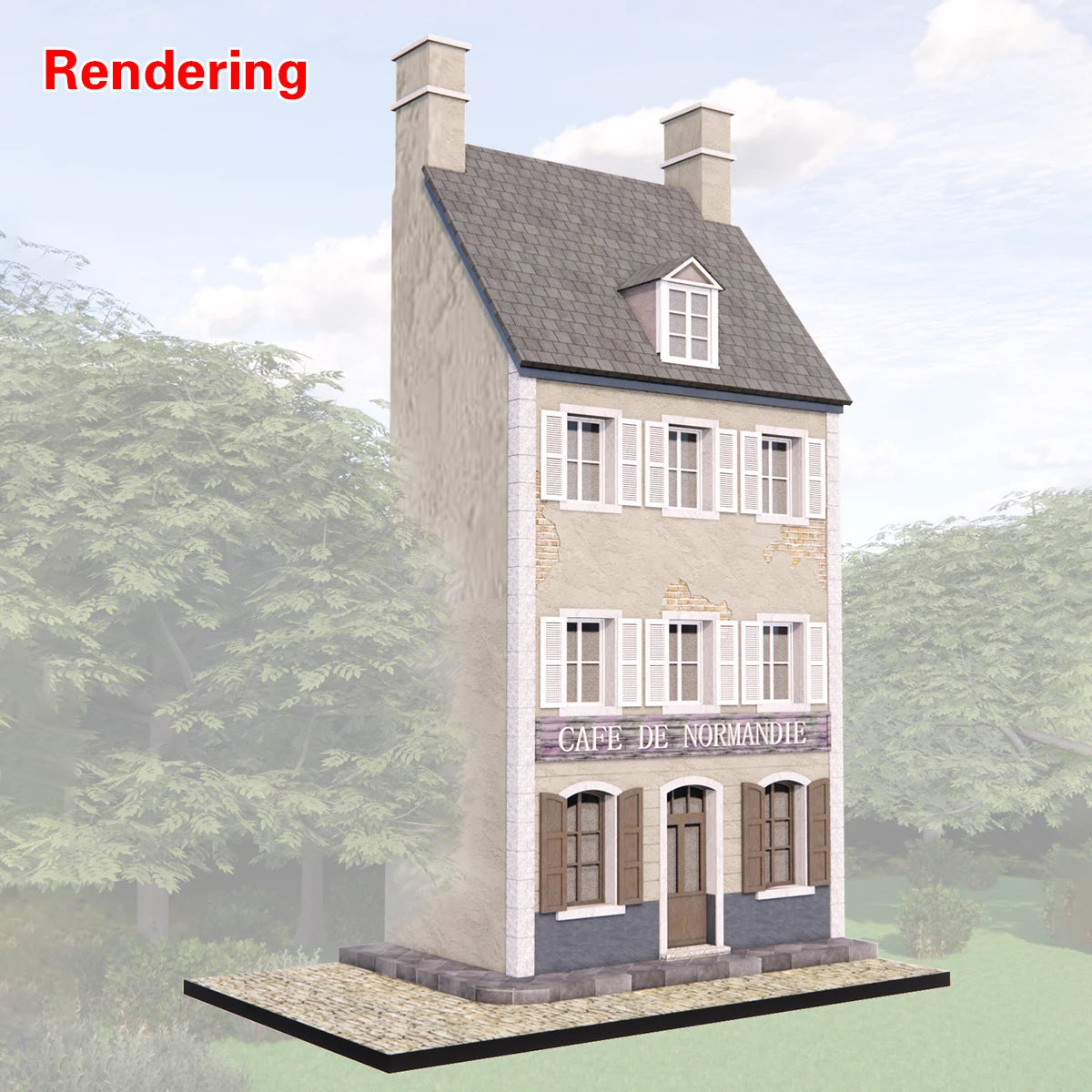 Assembly Architectural Building Model Sand Table Normandy Cafe Club Diorama Scale Model Kit Display Base Stand 1/35