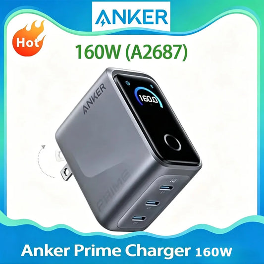 New Arrival Anker Prime 160W 3-Port GaN USB-C Charger Smart Touch Display Fast Charging Block Max 140W Power For Laptop Phone