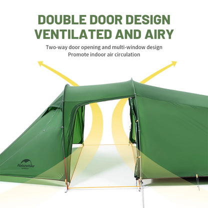 Naturehike Opalus 3 Person Tunnel Tent Waterproof Large Space Cycling Backpacking Tent Portable 4 Season Beach Camping Tent