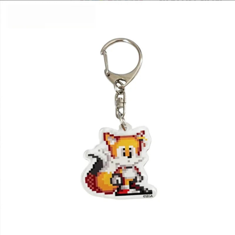 Knuckles Eggman Pixel Art 5cm Acrylic Keychain Classic Character Pendant Metal Clasp Backpack Charm Decor Ornament For Lovers