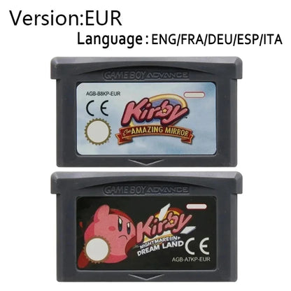 USA/EUR 32-Bit Video Game GBA Kirby Game Cartridge Console Card Amazing Mirror Nightmare in Dream Land for GBA NDS