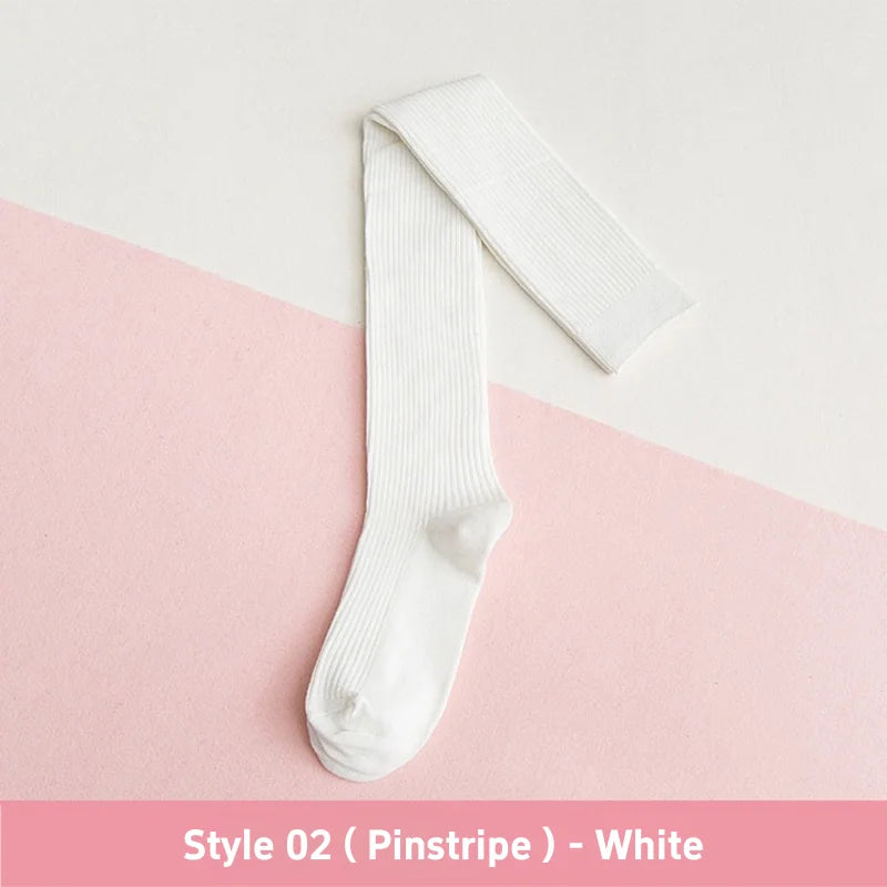 1 3 Pairs Women's Cotton Thigh High Socks Over The Knee Colorful Striped Pattern Casual Daily Wear Fashion Socks Black White