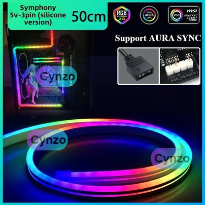 ARGB 5V 3pin MOBO Flexible Light Strip Synchronous for ASUS Chassis Motherboard Decorative LED Lighting Bar AURA SYNC