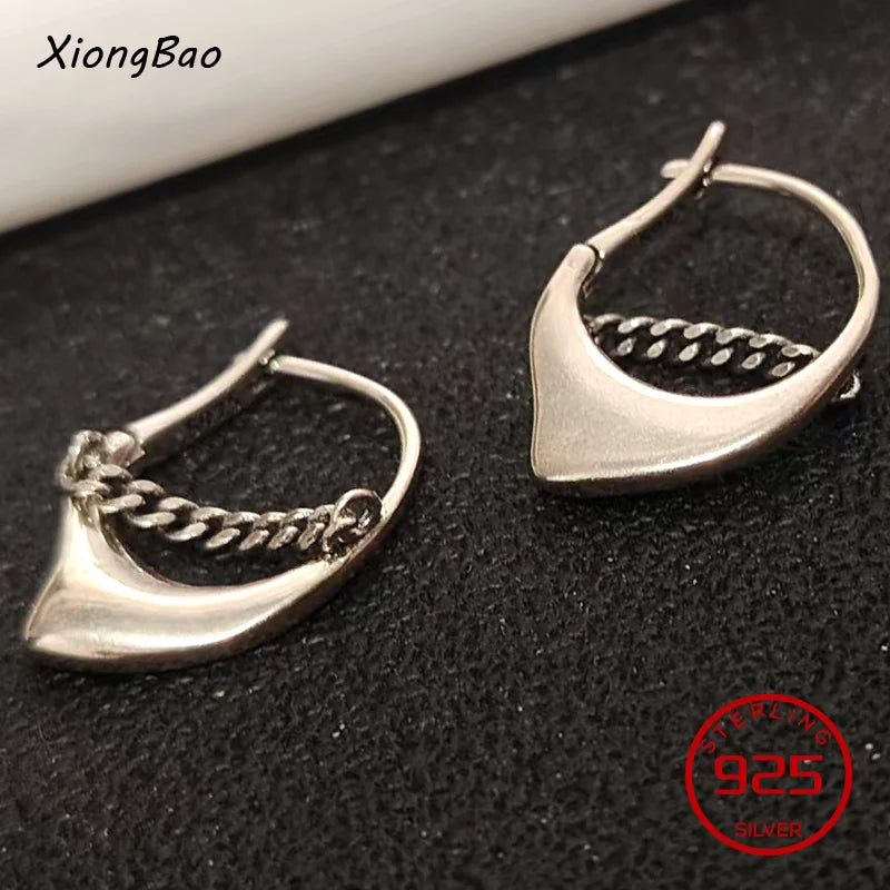 925 Sterling Silver Geometry Asymmetric Earring for Women Girl Simple Office Jewelry Gift Dropshipping