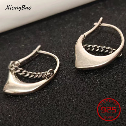 925 Sterling Silver Geometry Asymmetric Earring for Women Girl Simple Office Jewelry Gift Dropshipping