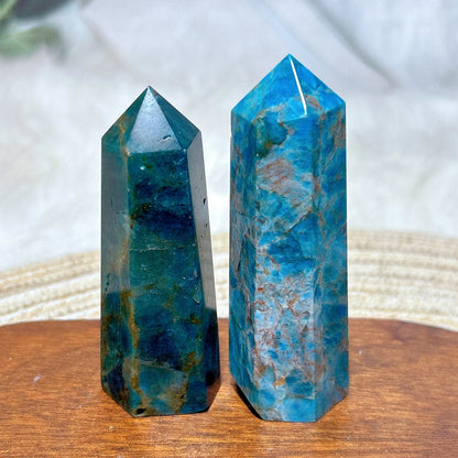 Natural Crystal Blue Flashy Apatite Tower Healing Gemstones High Quality Mineral Reiki Ornament Home Decorations Gift