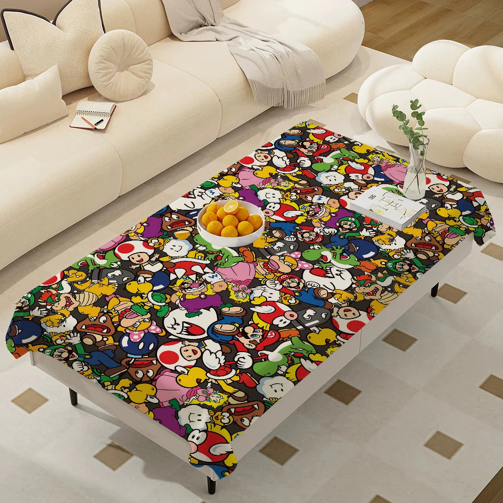 Hot Super Cool M-Mario Game Bros Waterproof Rectangle Tablecloth Fiesta Home Decor Dining Room Decor Reusable Party Supplies