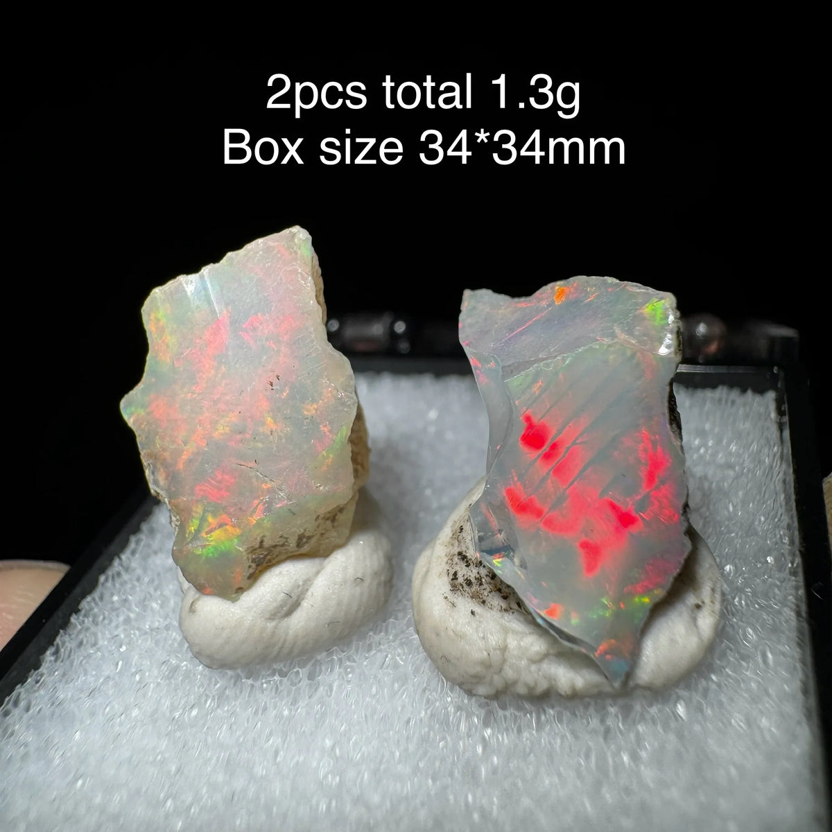 Natural Rare Colorful Ethiopia Opal (No Need Water) Gem Mineral Specimen Box Size:34X34mm (Need Lighting) Sunlight Best