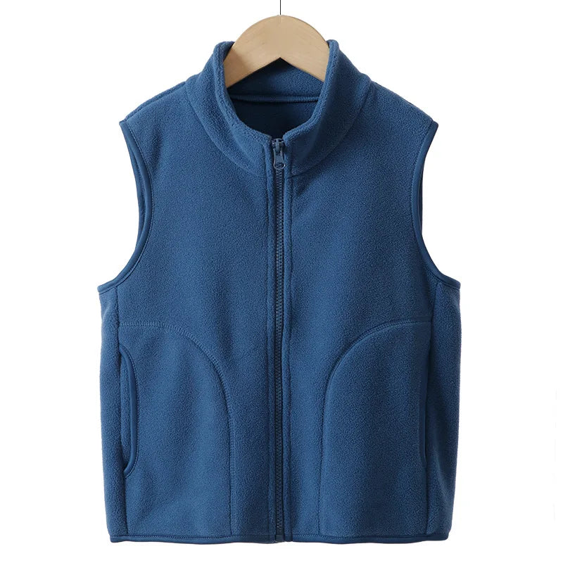 Autumn Kid Vest Winter Warm Fleece Sleeveless Jacket For Boys Girls Casual Versatile Teenage Children Outerwear
