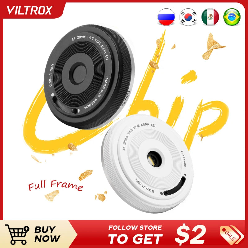 VILTROX 28mm F4.5 Full Frame Full Frame Lens Retro Ultra-thin 60g For Sony E Mount A7C A6400 A6700 ZV-E10 A7M5 A7III