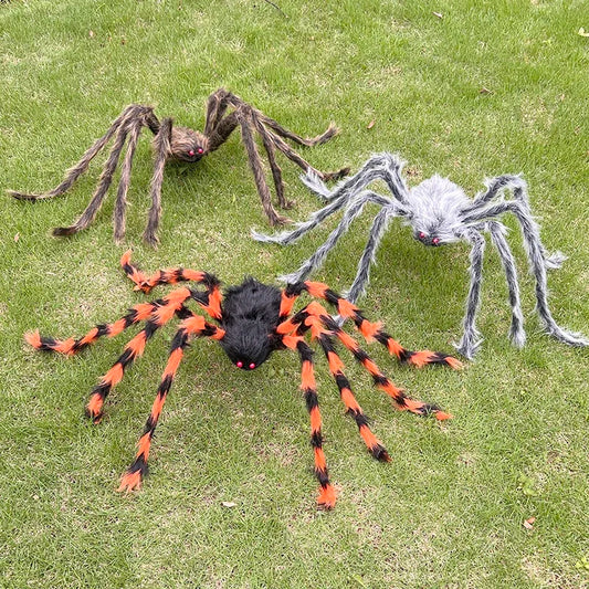 Halloween Black Giant Spider Scary Artificial Plush Spider Home Bar Haunted House Scene Ornaments Props Holiday Outdoor Decors
