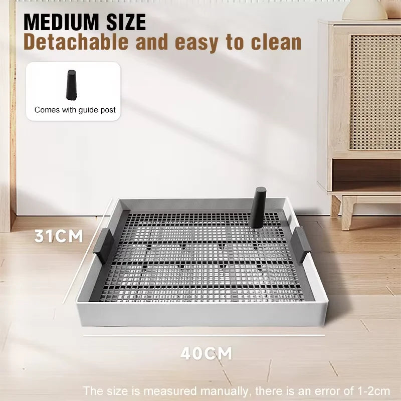 Flat Dog Potty Tray for Small & Medium-Sized Dogs - Pee Pad Fixation Flushable Anti-Stepping MessMess Easy Clean