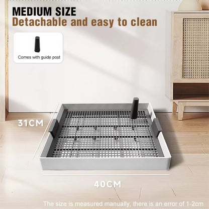 Flat Dog Potty Tray for Small & Medium-Sized Dogs - Pee Pad Fixation Flushable Anti-Stepping MessMess Easy Clean