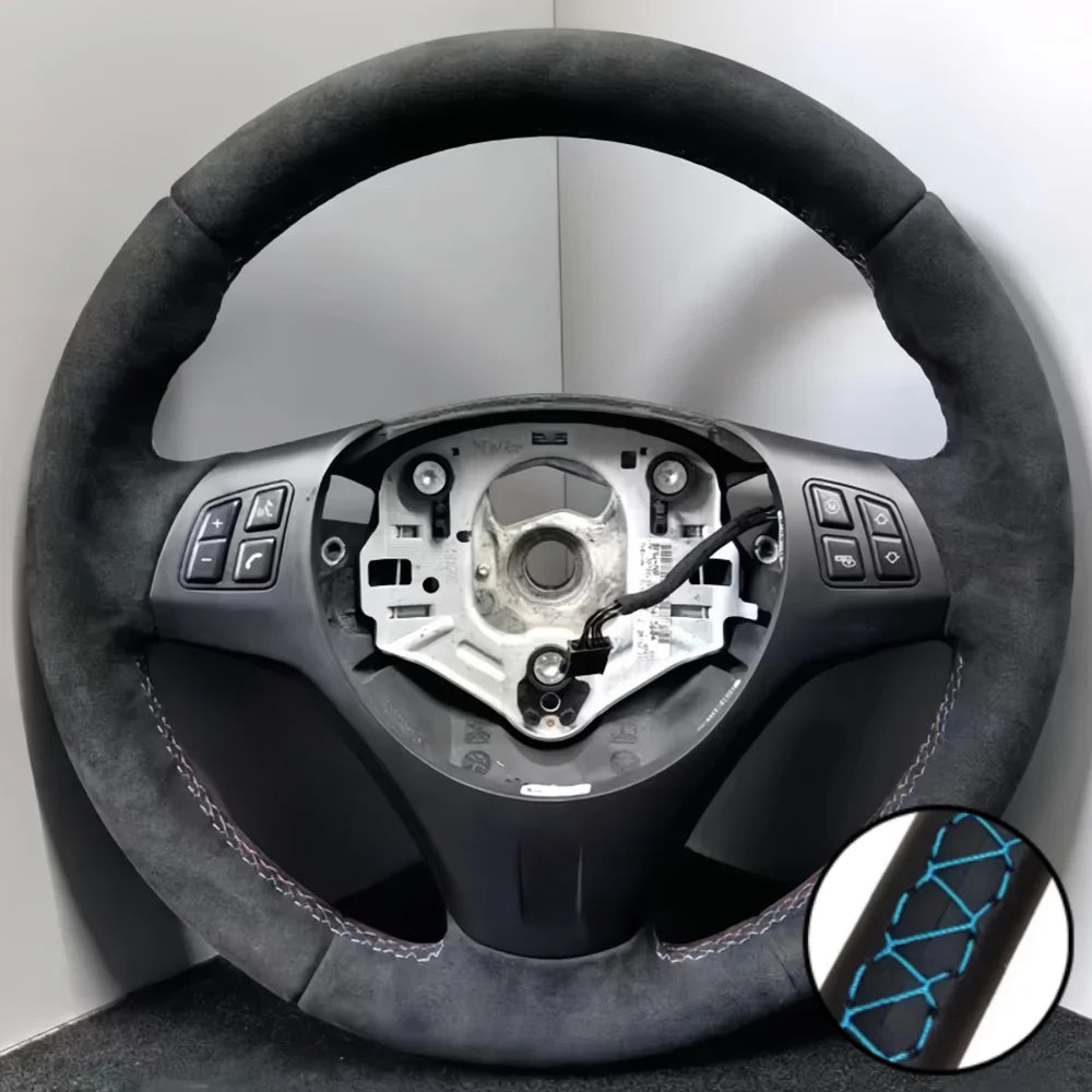 Hand Stitched Steering Wheel Cover Suede M Sport M3 E90 E91 E92 E87 E81 E82 E88 X1 E84 Car Steering Wrap Braid Cover For BMW E93