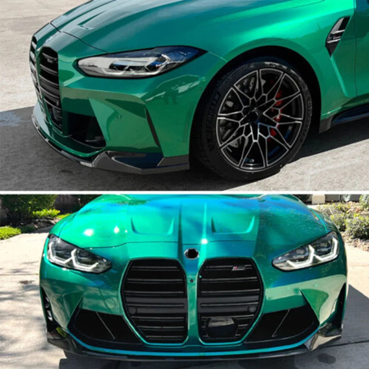 High Quality Glossy Black Carbon Fiber Look Car Front Splitter Bumper Lip Spoiler Lower Body Kit for BMW G80 M3 G82 G83 M4 2021+