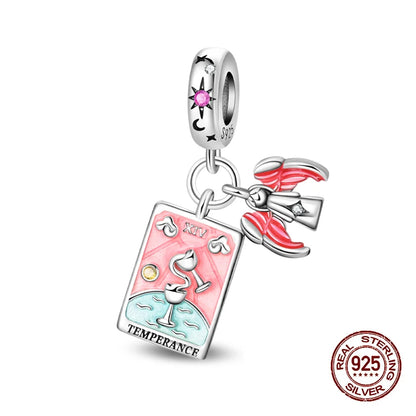 100% 925 Sterling Silver Tarot Collection Pendant DIY Hourglass Beads Fit Pandach Original Bracelet Women Jewelry Birthday Gift