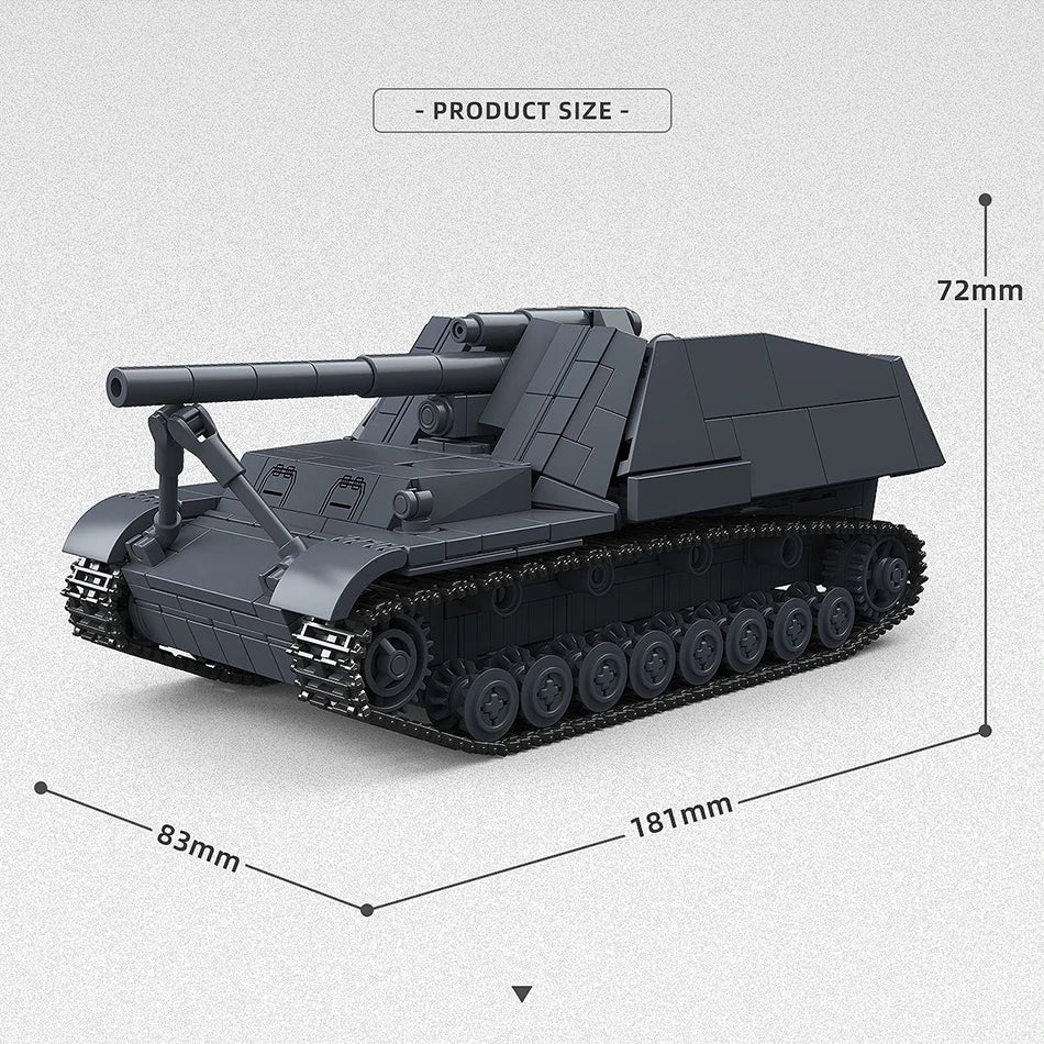 WW2 Military Sd.Kfz.165 Hummel Self-propelled Gun Building Blocks German Tank Armored Fighting Vehicle Bricks Toys Adults Gifts