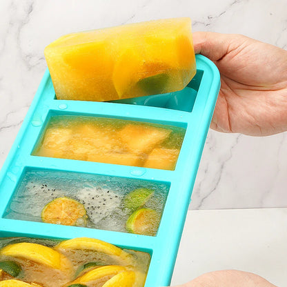 1PC 2/4/6Grid Silicone Freezer Mold with Lid Refrigerated Food Storage Box Food Box Ice Tray Mold Ice Box Fresh-keeping Box