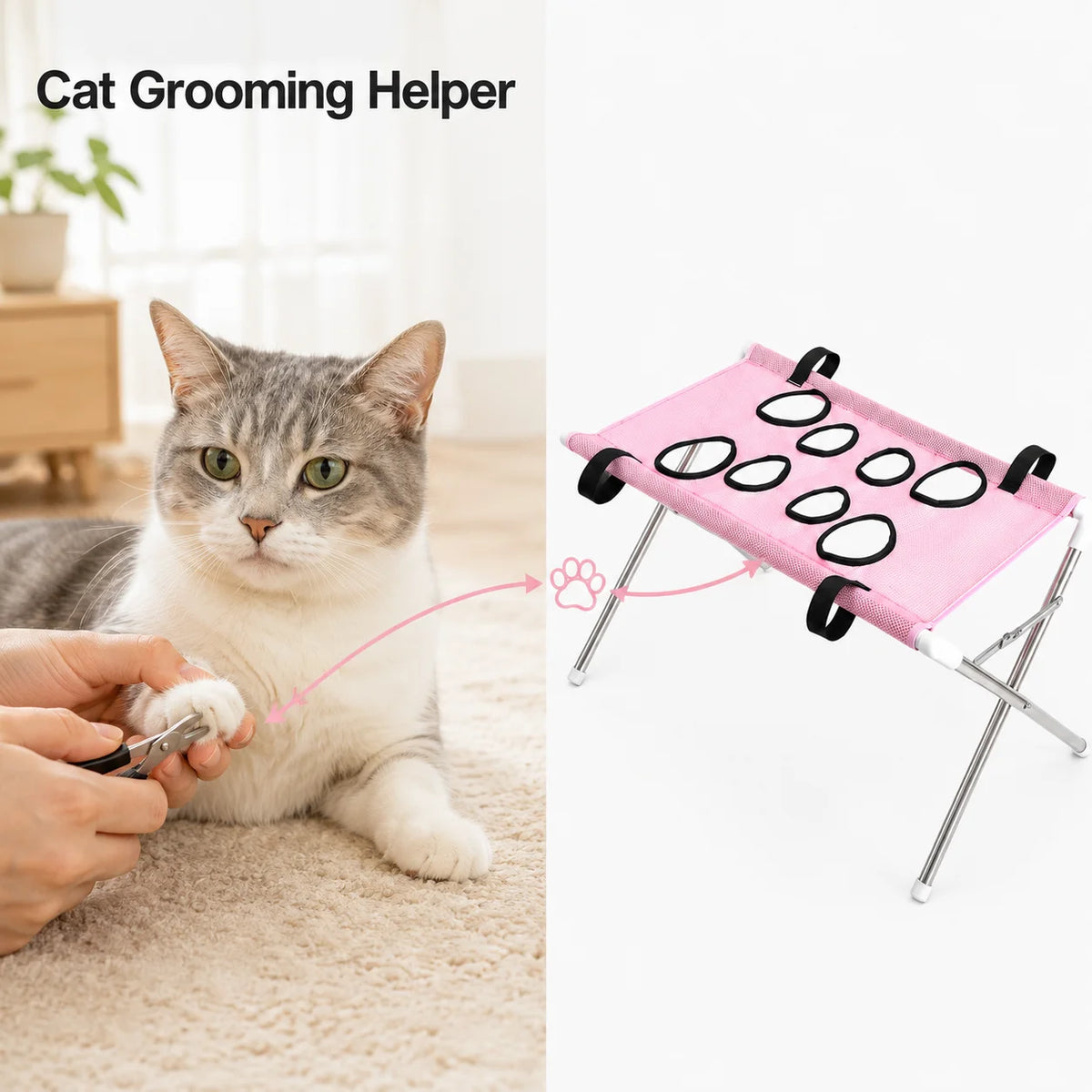 1Pcs Portable Pet Foldable Nail Grooming Bath Hammock Stand Clipping Helper Mesh Bathing Drying Table for Kitten Small Cats