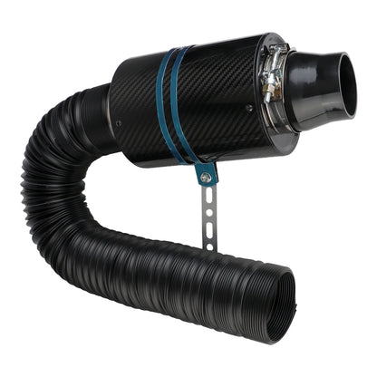 Car Carbon Fibre Cold Air Filter Feed Enclosed Intake Induction Fiber Intake Filter Box Universal 1 Set Pipe Hose Kit