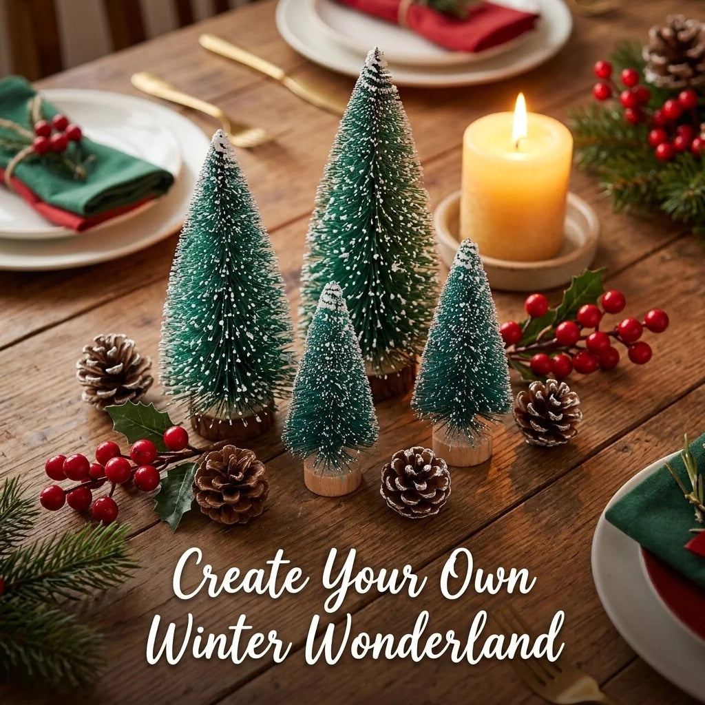 Mini Artificial Pine Christmas Tree 3.5-8.5 CM Tabletop Display Xmas Holiday Home Party Holiday Ornament Favor Table Decoration