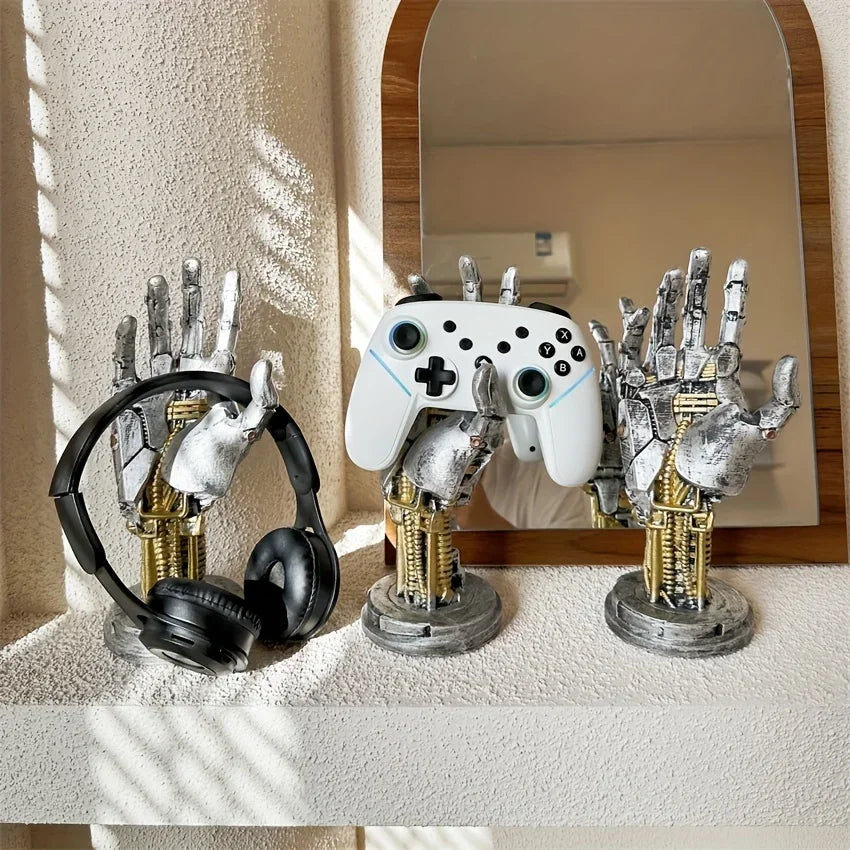 Cyberpunk 3D Gamepad Holder - Robotic Hand Storage Box for Controller Phone Keys, Sci-Fi Desk Organizer Cool Tech Gift