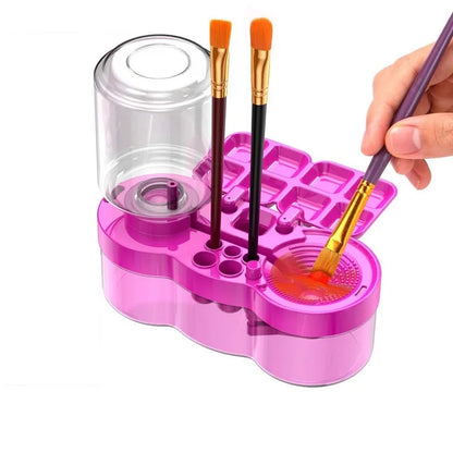 New Paint Brush Cleaner With Drain Button Automatic Water Circulation Paint Brush Cleaning Machine Cleaning Bucket Art Tools