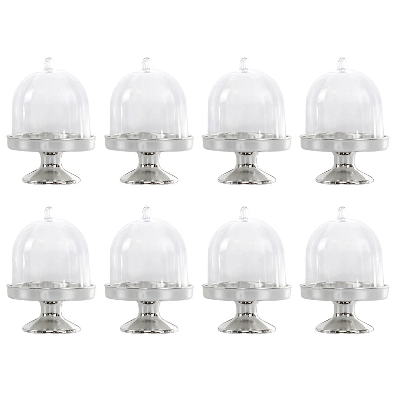 5/20Pcs Mini Candy Cupcake Stand Holder with Clear Lid Chocolate Dessert Display Tray Wedding Kids Birthday Party Decor Supplies