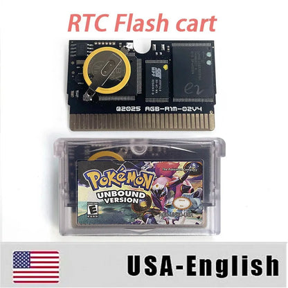 USA ESP Version IC RTC Flash Cart Unbound GBA Game Cartridge Video Game Console Card Rom Hack Spanish English Language