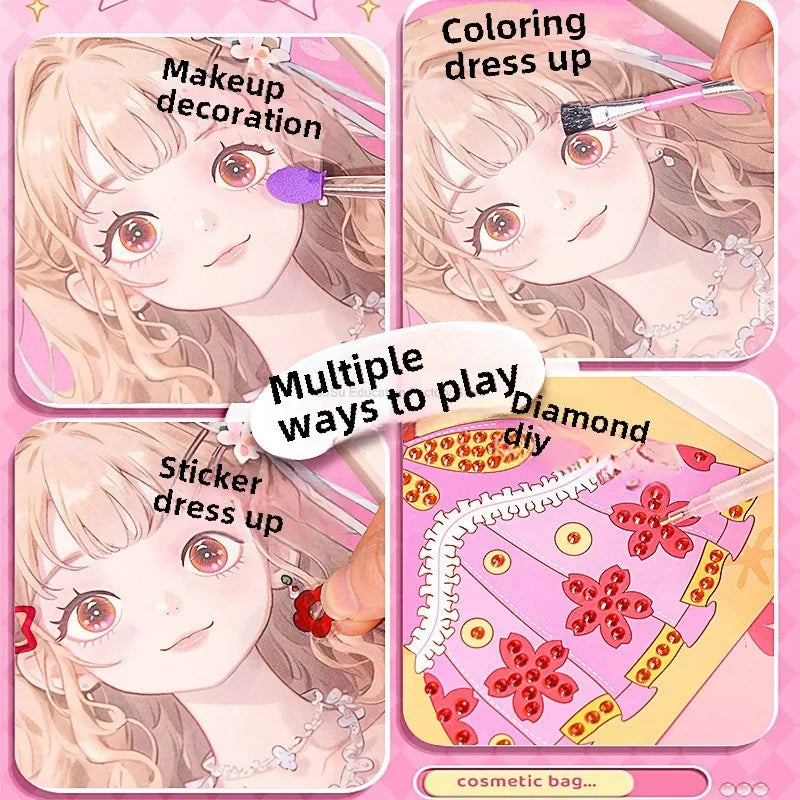 Kawaii Coloring DIY Princess Makeup Set  Arts and Crafts Kids Girls Children Toy Book Lover Gifts Art Supplies