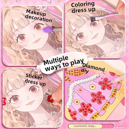 Kawaii Coloring DIY Princess Makeup Set  Arts and Crafts Kids Girls Children Toy Book Lover Gifts Art Supplies