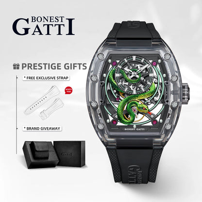 BONEST GATTI Watch Birthday Gift for Husband German Automatic Mechanical Luminous Year of the Snake Limited Edition Men's Watch