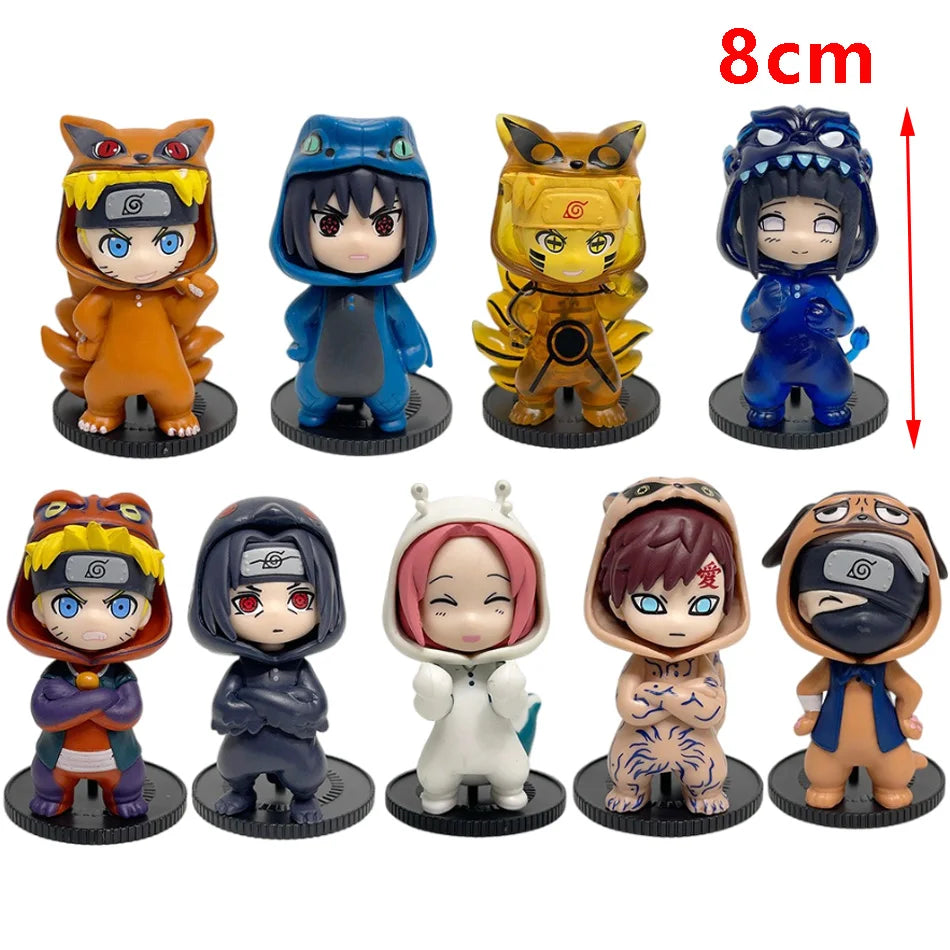 Anime 8cm Naruto 9pcs Set Random Blind Box Haruno Sakura Kakashi Sasuke Action Figure Movie Model Toy Birthday Christmas Gift