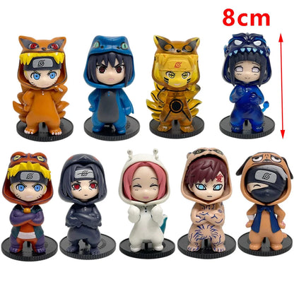 Anime 8cm Naruto 9pcs Set Random Blind Box Haruno Sakura Kakashi Sasuke Action Figure Movie Model Toy Birthday Christmas Gift