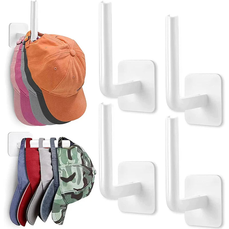 2/4/6Pcs Cap Holder Hat Rack For Baseball Caps Adhesive Hat Hooks For Wall Cap Hanger Storage No Drilling Hat Display Organizer