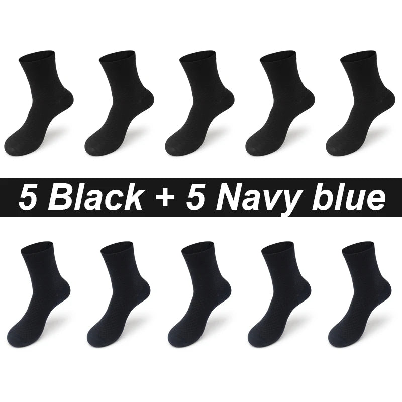 High Quality 10 Pairs/lot Men Bamboo Fiber Socks Breathable Compression Long Socks Business Casual Male Large size 38-45