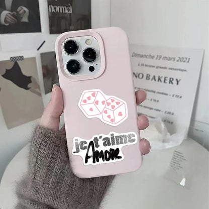 50PCS Silver Lucky Girl Retro Aesthetic Stickers Phone Guitar Laptop Notebook Suitcase Water Bottle Waterproof Sticker Decals
