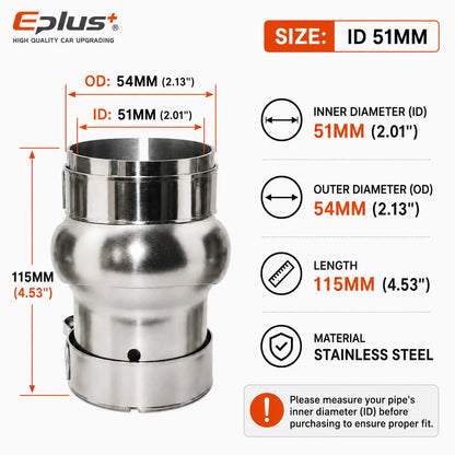 EPLUS Car Exhaust Pipe Stainless Steel Universal Connector Adjustable Swivel Joint Pipe Clamp-On Design No Welding Needed