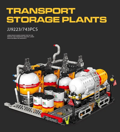 MOC Fuel Gas Tank Building Blocks Kit Wine Barrels Goods Container Forklift Bricks Toys Boys Gift