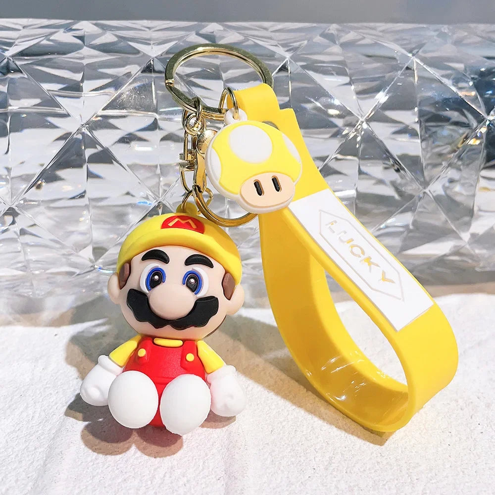 Mario Keychain Mario Bros Luigi Figure Toad Yoshi Bowser Action Figure Model Cartoon Bag Doll Pendant Toys Gift