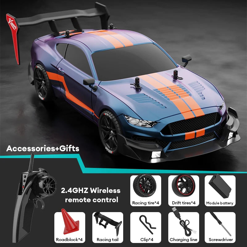 1:14 Remote Control Car 2.4Ghz Wireless Remote Control Four-Drive LED Car Lights Multi-Car Competitive Racing Christmas Gift