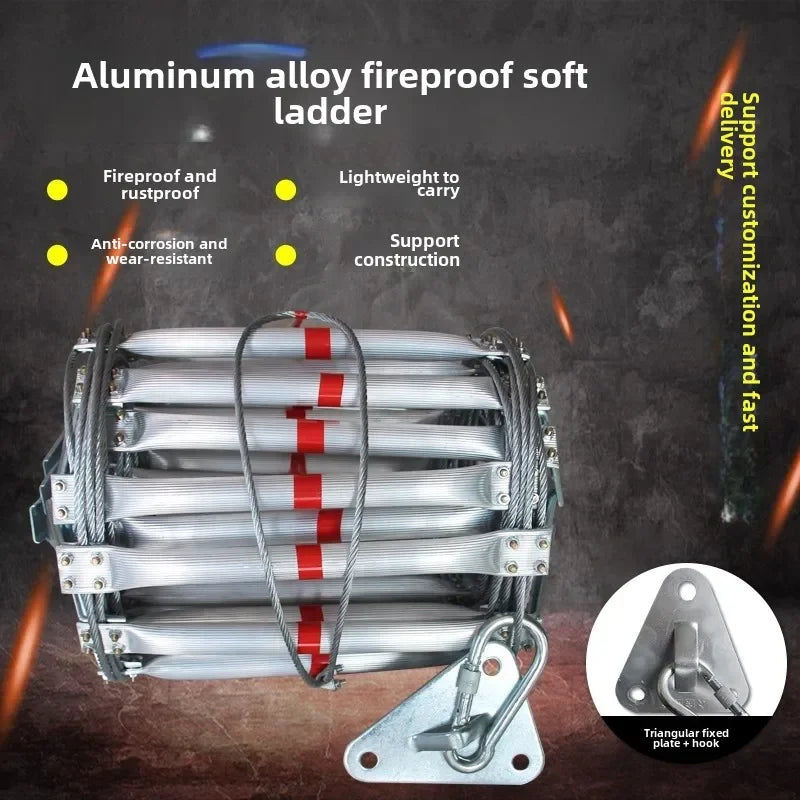 Durable3M Soft Rope Ladder Household Wire Rope Aluminum Alloy Rope Ladder Construction Operation Soft Ladder