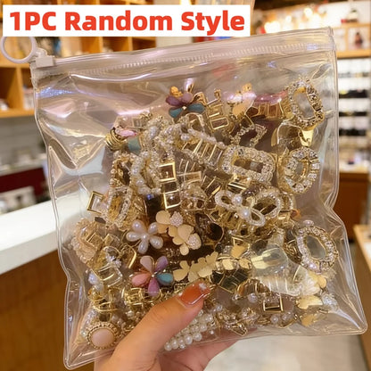 48 Styles of Half-Tied Hair Alloy Small Clips, 1 Piece with Random Style, Suitable for Daily Use, Elegant and Simple Head Access