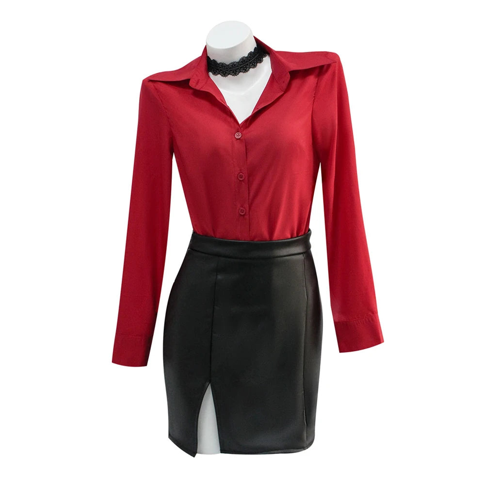 Movie Biohazard Resident Damnation Ada Wong Cosplay Costumes Black Faux Leather Jacket Skirt For Women