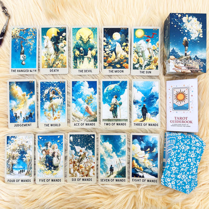 The Petal Sky, 78 Original Tarot Cards with Guidebook, Petal Theme Design, Card Games, Divination Tools, 12*7cm, 14+